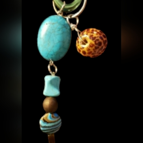 Animal Print & Turquoise Hand Crafted Keychain - Picture 3 of 6